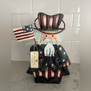 NEW Home Interiors Americana Uncle Sam Tin Lantern Candle Holder Patriotic